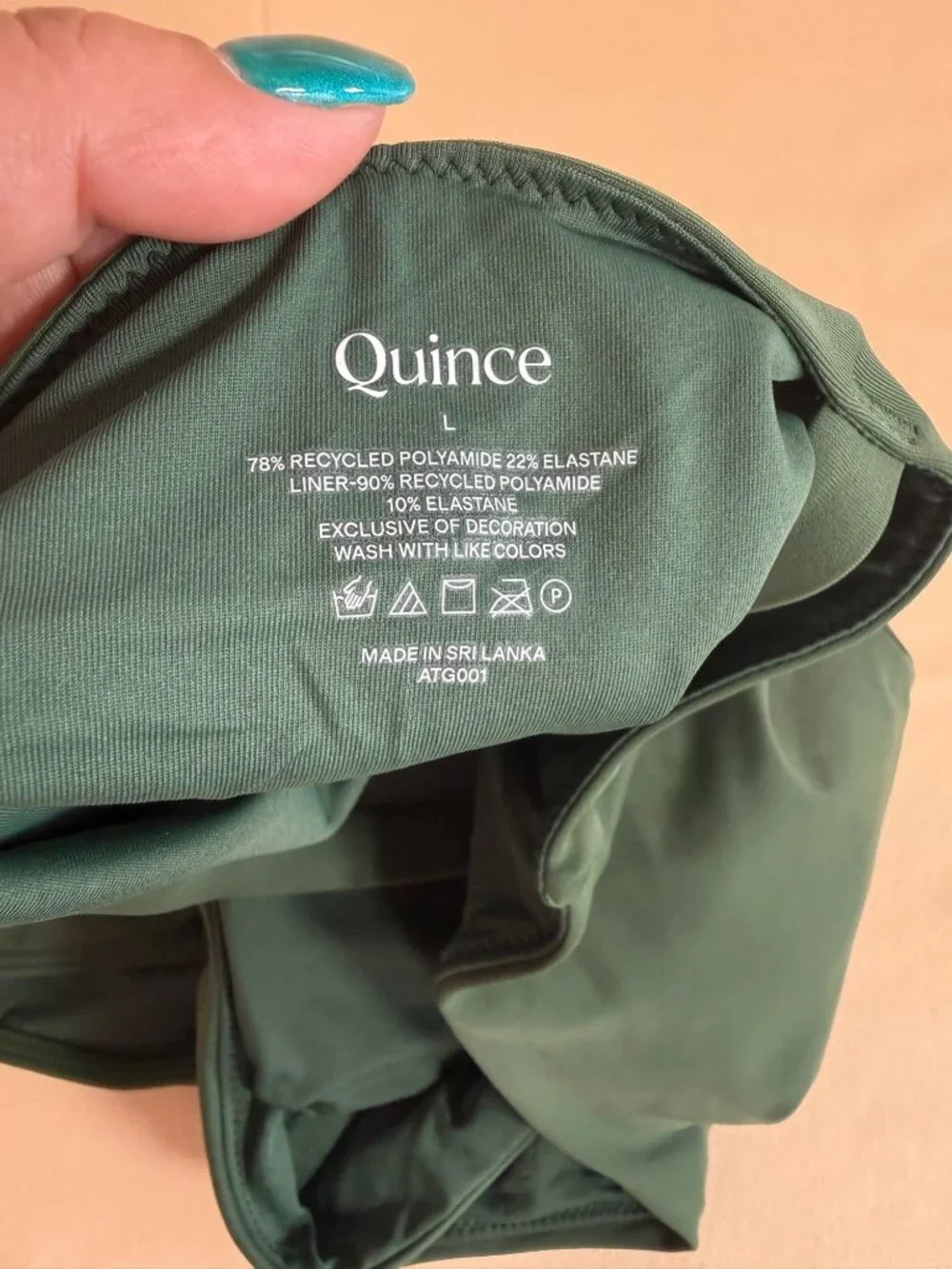 Quince Italian One Shoulder Swimsuit Palm Green High Compression Large